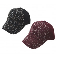 Mujer&apos;s Rhinestone Cap Hat Adjustable w/ Sparkling Bling Black or Burgandy New  eb-68185360
